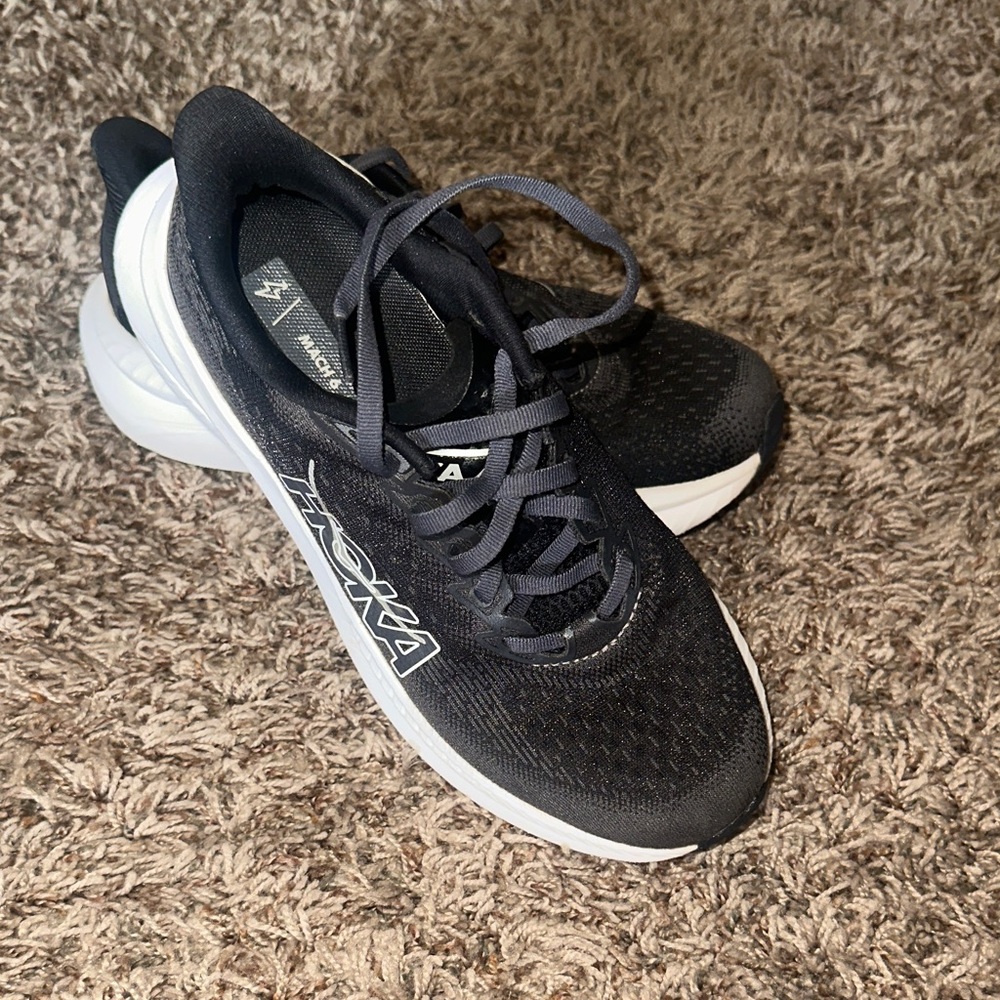 Hoka Black and White Athletic Shoes